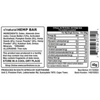 O'Natural Raw Chocolate Superfood Bar - Hemp Protein